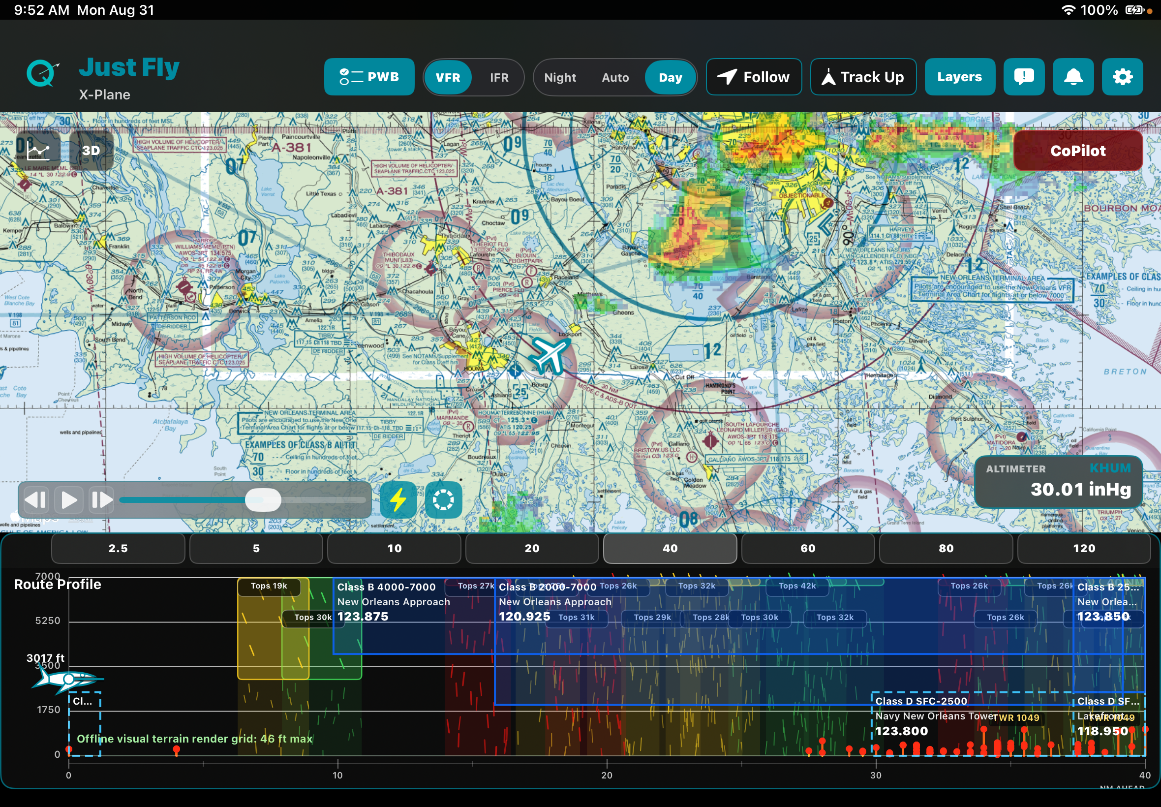 QuextFlight flight planning display