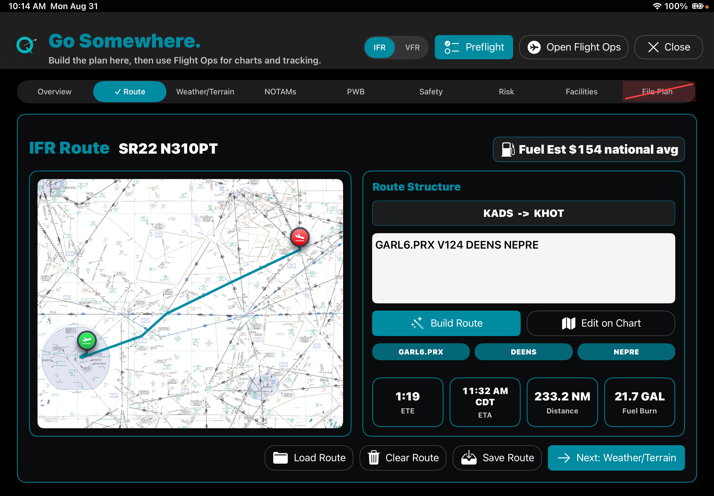 QuextFlight route view