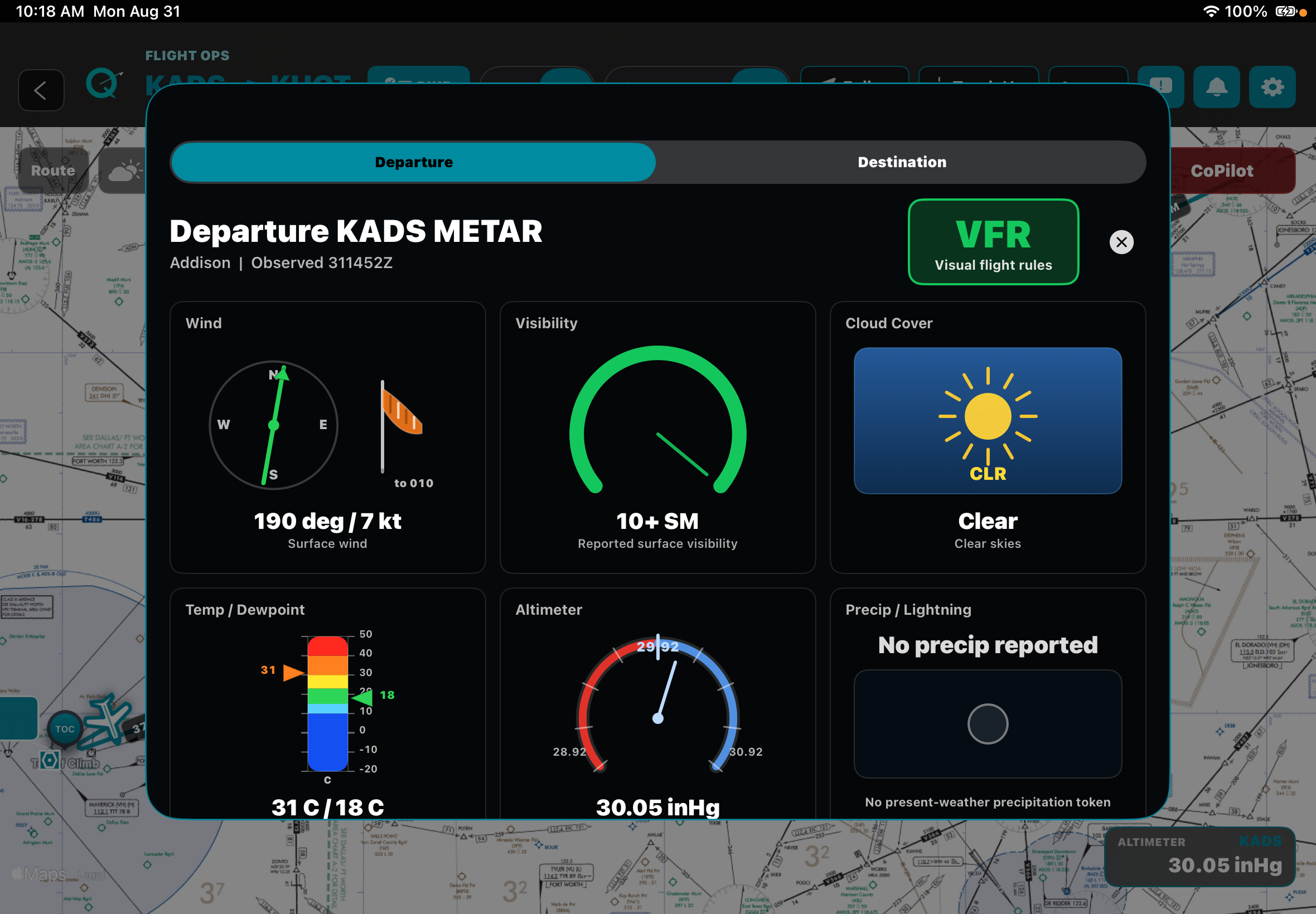 QuextFlight weather and terrain display